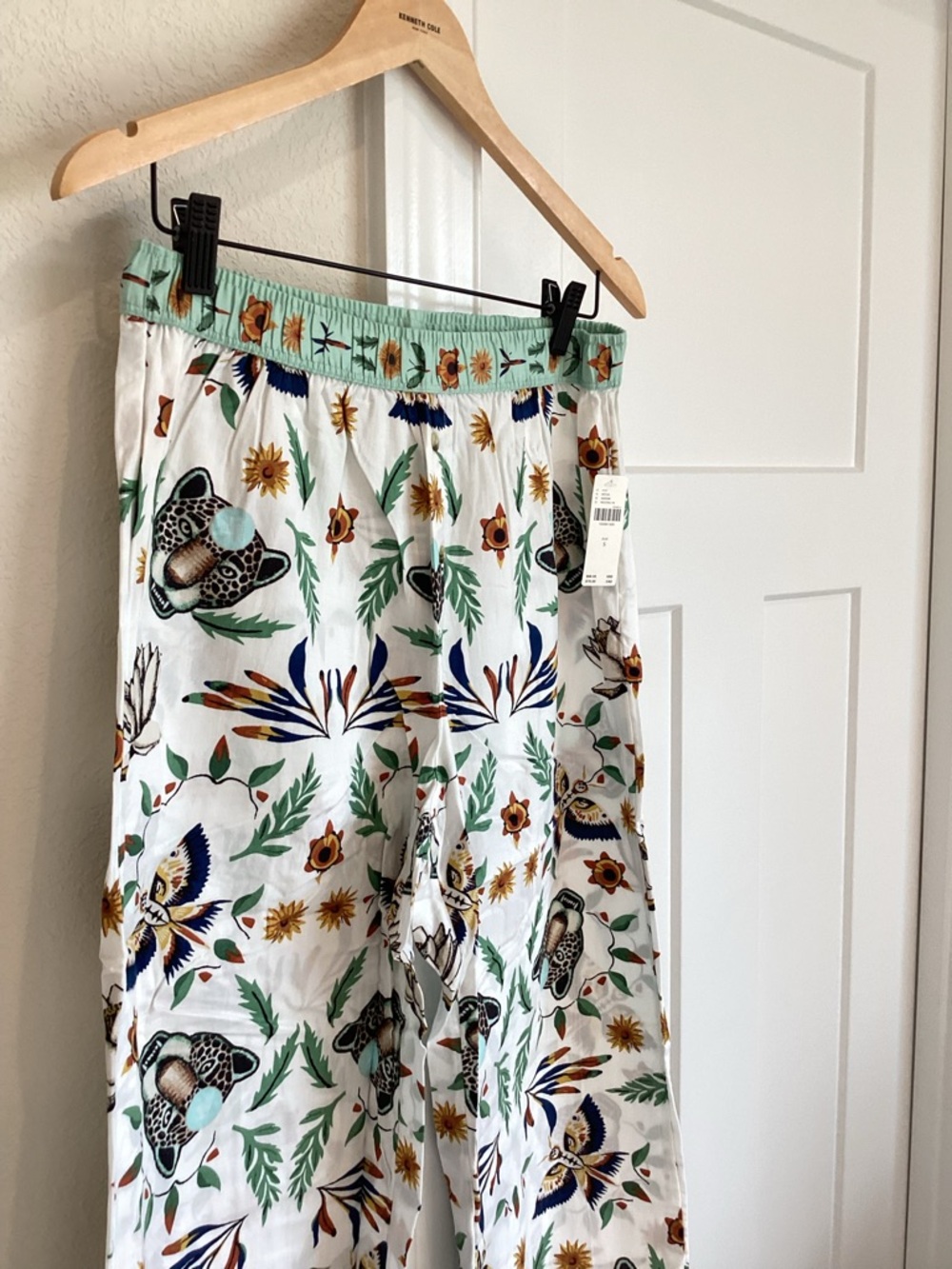 🐆Anthropologie Flannel Pajama Pants LyreBird Cloud New Small Floral Leopard - Picture 6 of 14